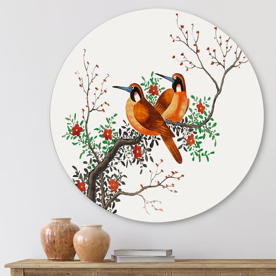 Designart - Two Chinese Birds On A Flowering Tree Branch